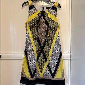 Dana Buchman Yellow and Black Geometric Mini Dress